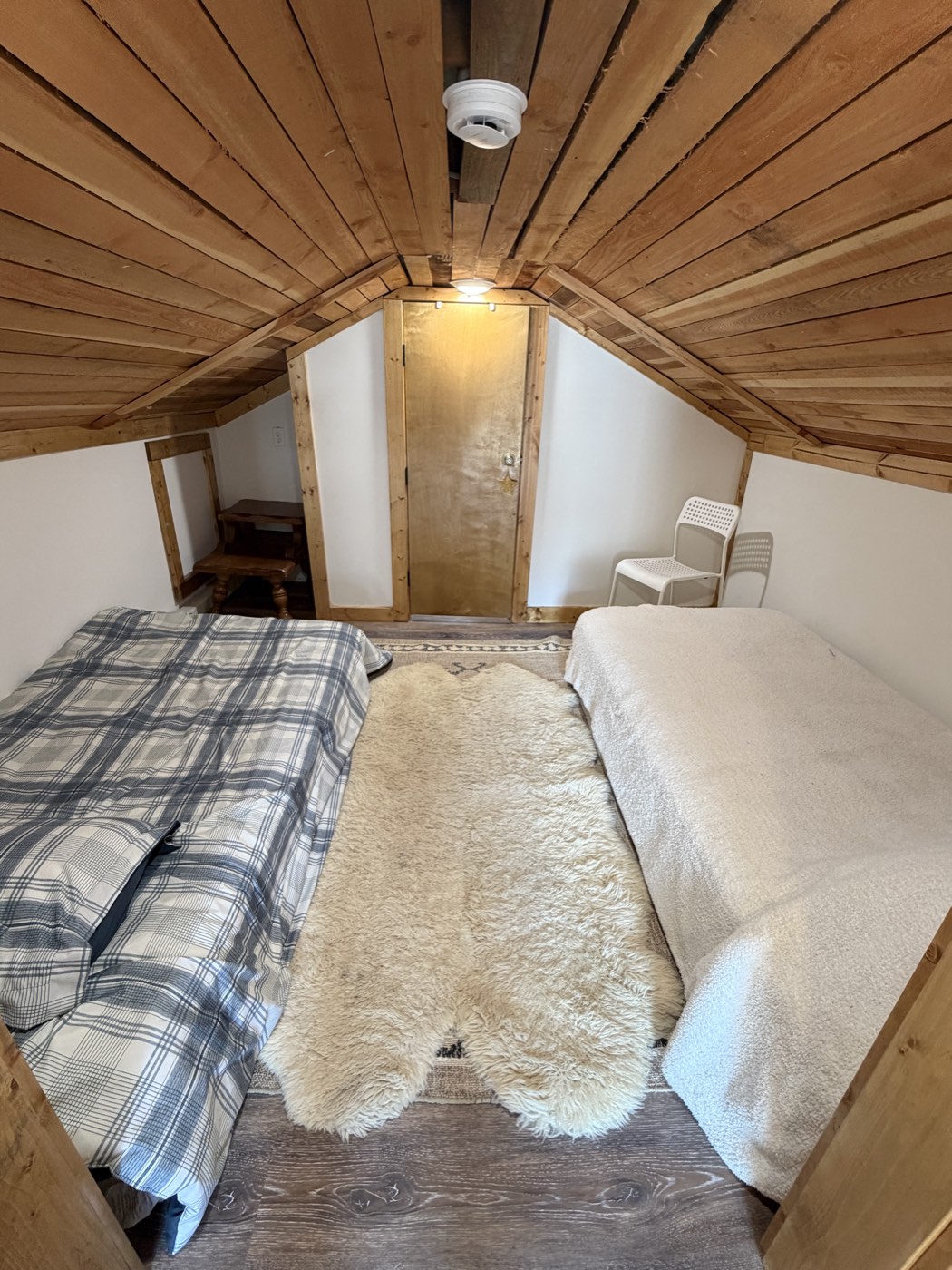 The private loft above the bunkrooms, sleeping three under the eaves