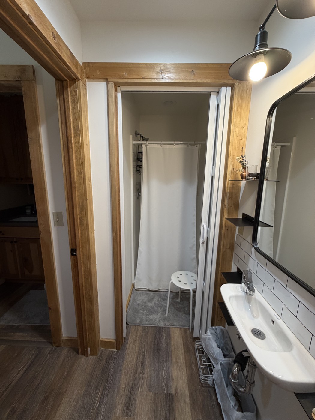 The bunkhouse bathroom shower, reservable in private 30-minute windows